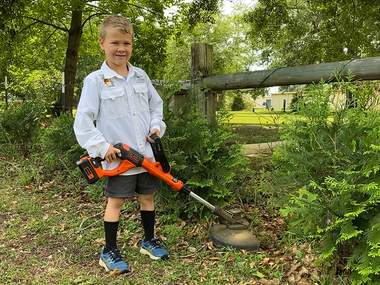 Daniel with a trimmer, early years